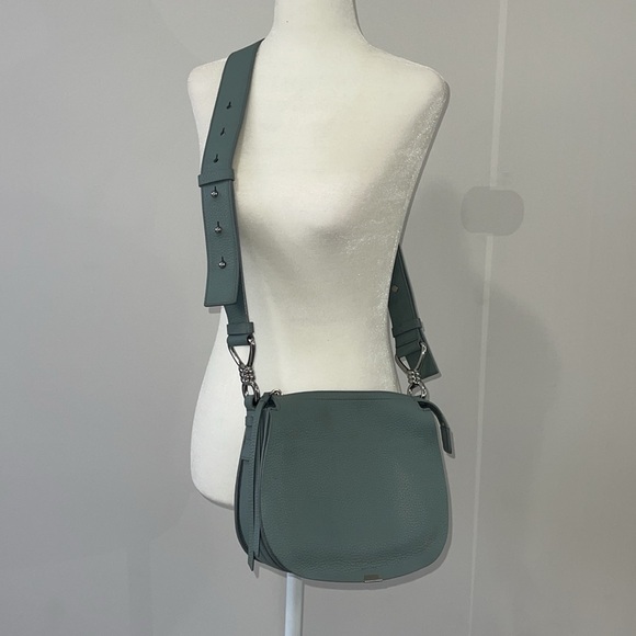 ALLSAINTS Captain Lea Round Crossbody Bag Denim Blue - Picture 2 of 8